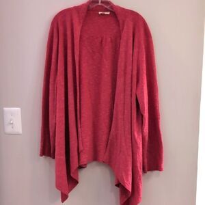Eileen Fisher Sweater Coral Open Cardigan Knit Wrap Linen Cotton Sz 3X